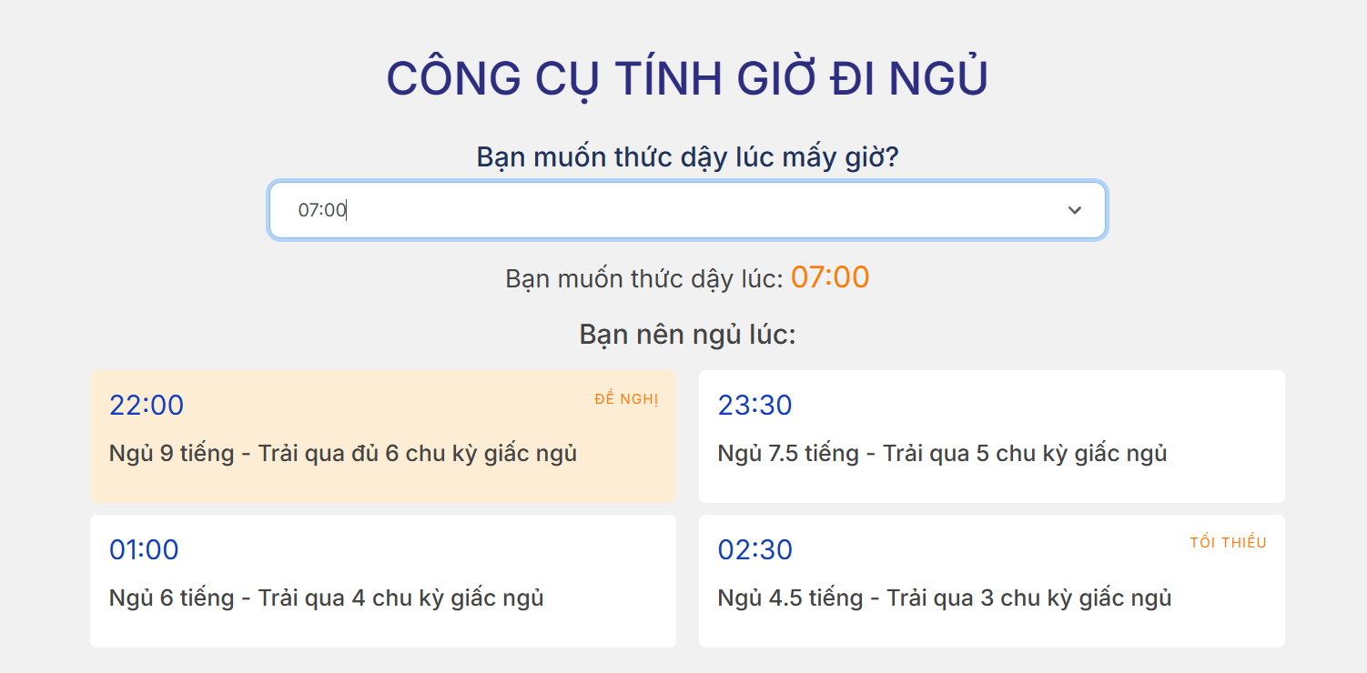 Web tính chu kỳ ngủ